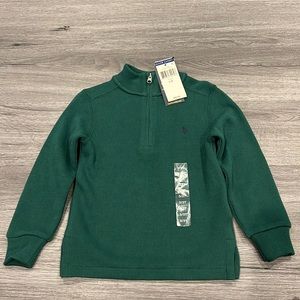 NWT Ralph Lauren, 3T long sleeve, 1/4 zip dark green knit sweater.